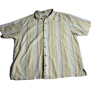 Tommy Bahama‎ Silk Shirt Mens Size XL Striped Beach Resort Travel Comfort
